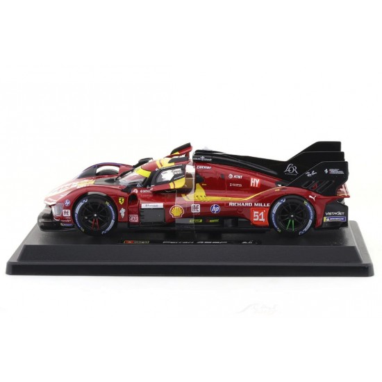 Bburago 1/24 2025 Ferrari 499P 3.0L Turbo V6 #51 Pier Guidi/Calado/Giovinazzi 3rd 24h Le Mans, red/yellow