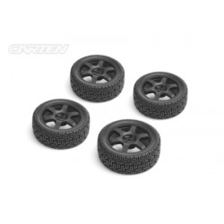 CARTEN TC Rally Tires+Wheels 6 Spoke Black ET -0mm (4PCS)