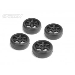 CARTEN TC Slick Tires+Wheels 6 Spoke Black ET -0mm (4PCS)