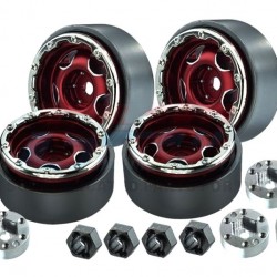 GPM TRX-4M/SCX24 ALU 1.0"  Beadlock Wheel Rims set - red (4kom)