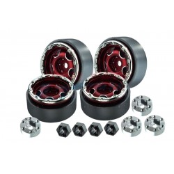GPM TRX-4M/SCX24 ALU 1.0"  Beadlock Wheel Rims set - red (4kom)