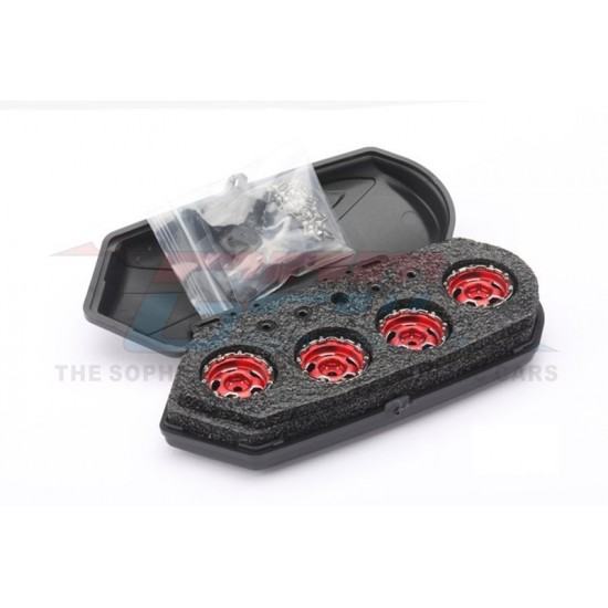 GPM TRX-4M/SCX24 ALU 1.0"  Beadlock Wheel Rims set - red (4kom)