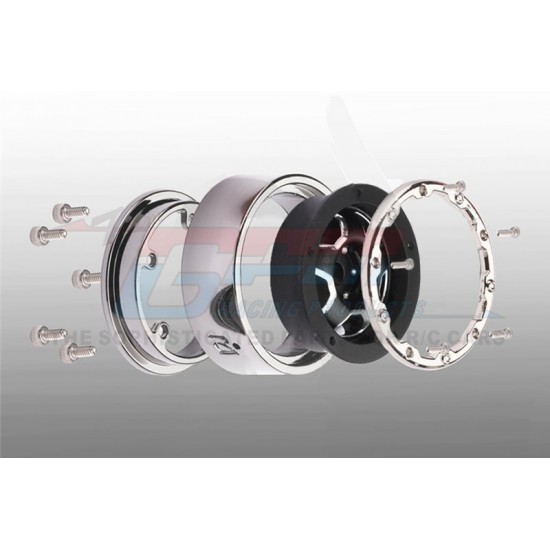 GPM TRX-4M/SCX24 ALU 1.0"  Beadlock Wheel Rims set - red (4kom)