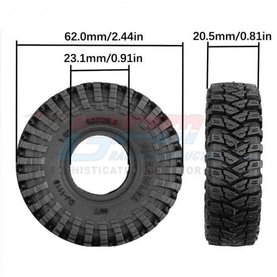 GPM TRX-4M 1.0" Crawler Tires 62mm X 20,5mm With Foam Inserts (4)