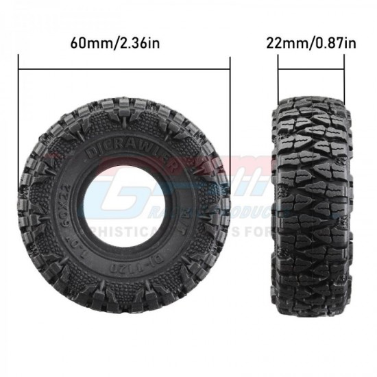 GPM TRX-4M 1.0" Crawler Tires 60mm X 22mm With Foam Inserts (4)