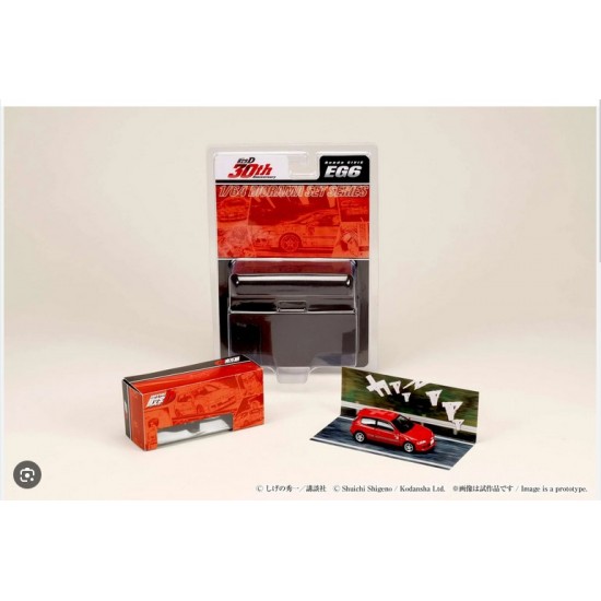 Hobby Japan 1/64 Honda Civic (EG6) Myogi Night Kids/INITIAL D Shingo Shoji VS Takumi Fujiwara, red