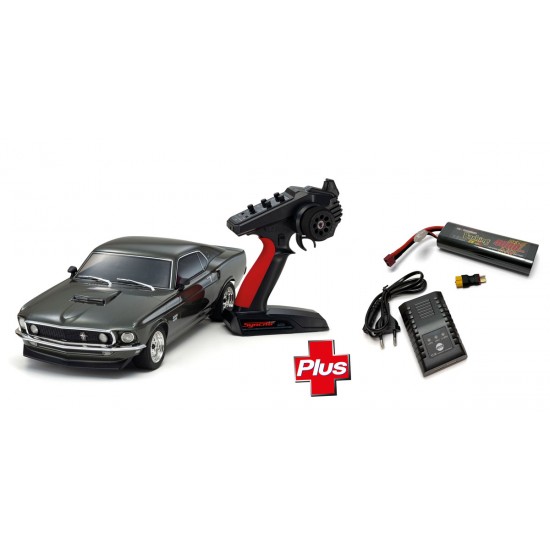 Kyosho 1/10 Ford Mustang Boss 429 1969, Jade black + combo (2S LiPo baterija + polnilec)
