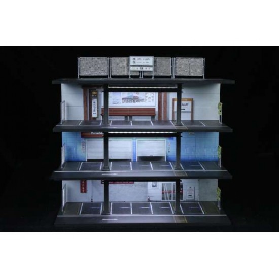 117 - Diorama 1/64 "Garage parking lot scene 3 with light"