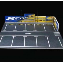50 - Diorama 1/64 "Spoon parking lot", blue/yellow/grey