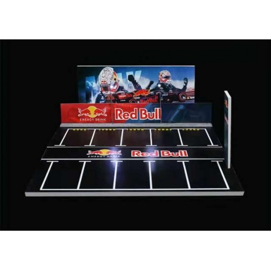 52 - Diorama 1/64 "Red bull parking lot", red/blue/black