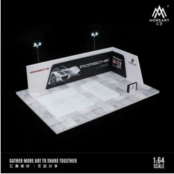 39 - Diorama 1/64 "Porsche auto show scene with lights"