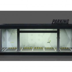 3 - Diorama 1/64 "Parking lot with light, grey/yellow/black"