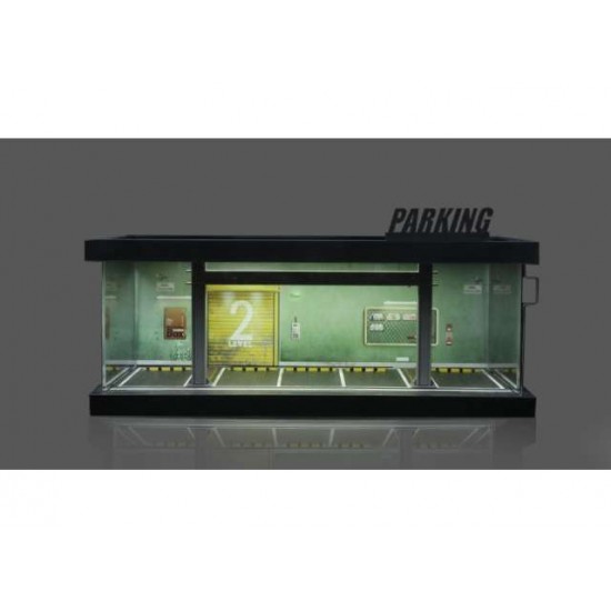4 - Diorama 1/64 "Parking lot with light, green/yellow"