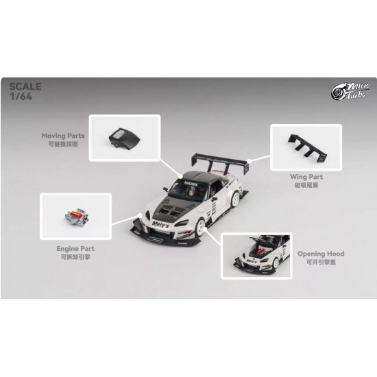 Micro Turbo 1/64 S2000 Race Car, white metallic