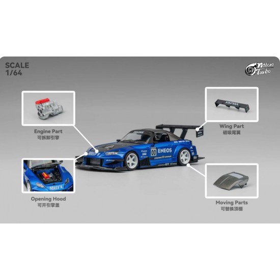 Micro Turbo 1/64 Custom S2000 Racing, candy blue