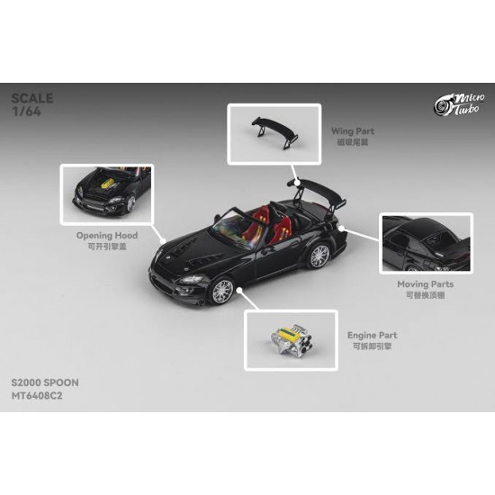 Micro Turbo 1/64 Rocket Bunny S2000, metallic black