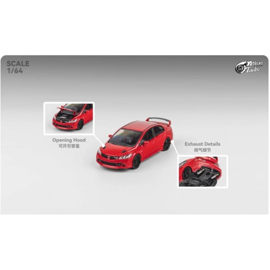 Micro Turbo 1/64 Honda Civic Custom FD2 MUGEN RR, red