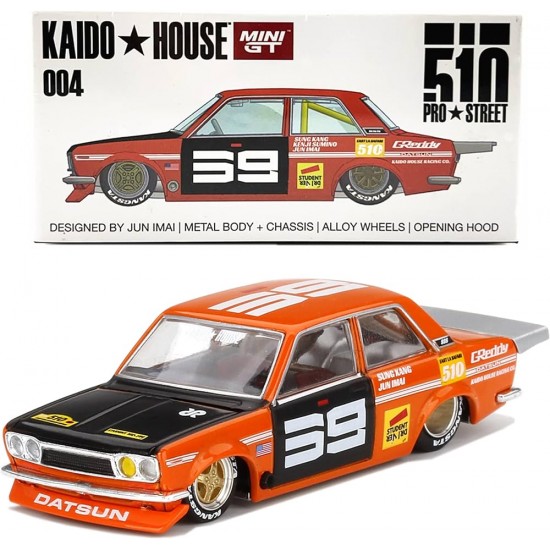 Mini GT Kaido House 1/64 Datsun 510 Pro Street SK510, orange/black