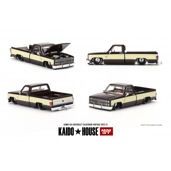 Mini GT Kaido House 1/64 1980 Chevrolett Silverado Vintage Spec V1, brown/cream