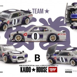 Mini GT Kaido House 1/64 1969 Nissan Skyline GT-R (KPGC10) Kaido Works V1, silver/purple