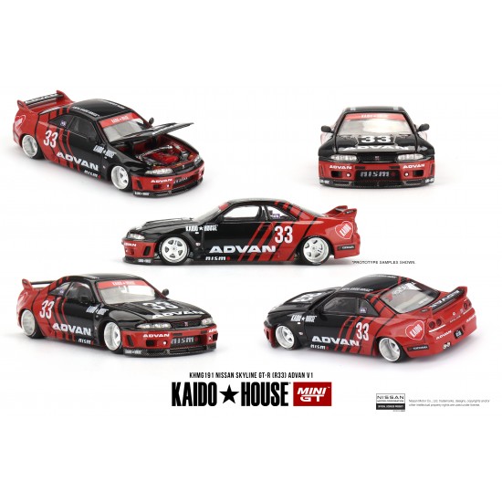 Mini GT Kaido House 1/64 Nissan Skyline GT-R (R33) Kaido Works ADVAN