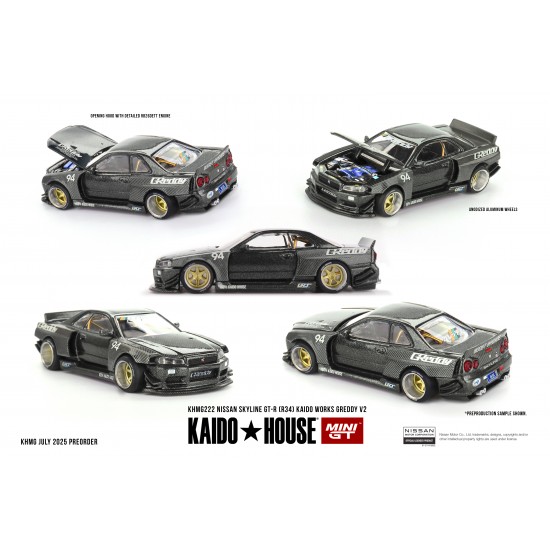 Mini GT Kaido House 1/64 Nissan Skyline GT-R (R34) Kaido Works GReddy V2