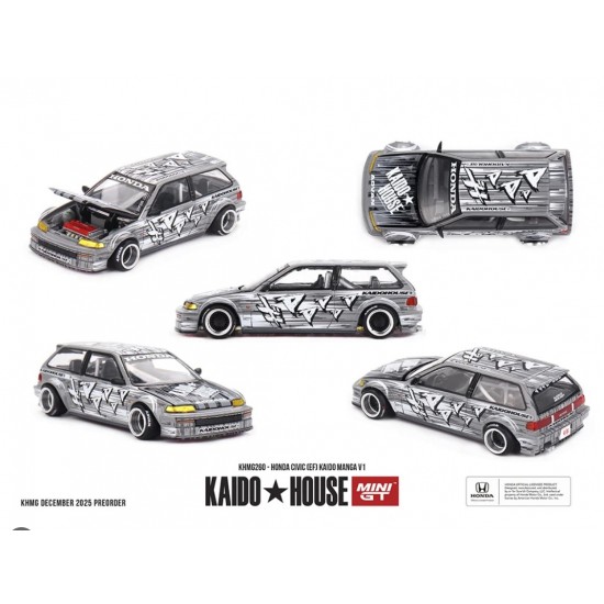 Mini GT Kaido House 1/64 Honda Civic (EF) Kaido Manga V1 - Silver