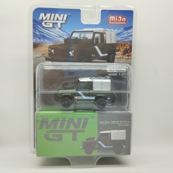 Mini GT 1/64 Land Rover Defender 90 Pickup in a blister, bronze green