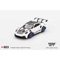 Mini GT 1/64 Porsche 911 (992) GT3 RS Weissach Package White with Indigo Blue