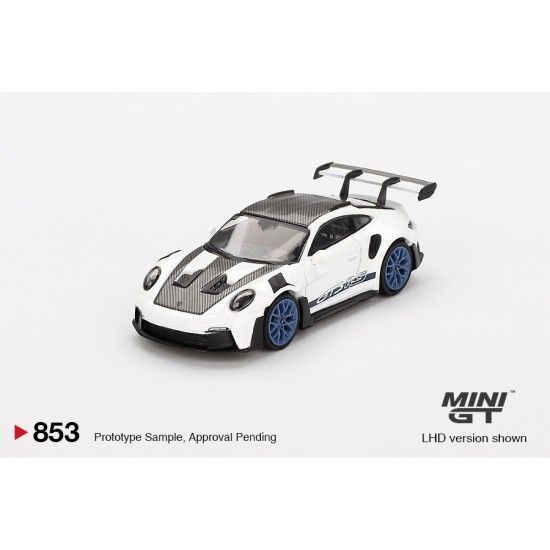 Mini GT 1/64 Porsche 911 (992) GT3 RS Weissach Package White with Indigo Blue