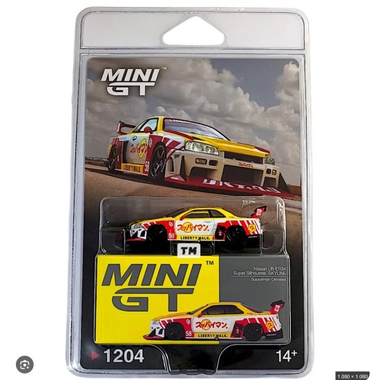 Mini GT 1/64 Nissan LB-ER34 Super Silhouette SKYLINE Suppaiman Okinawa, blister