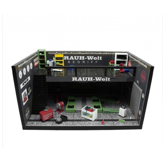 Motorhelix 1/64 diorama "RWB RAUH-Welt črna garaža z dodatki"