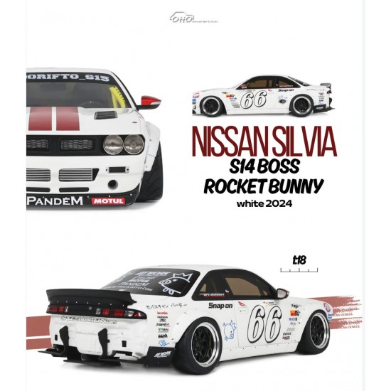 Otto Mobile 1/18 Nissan Silvia S14 Boss Rocket Bunny 2024 white