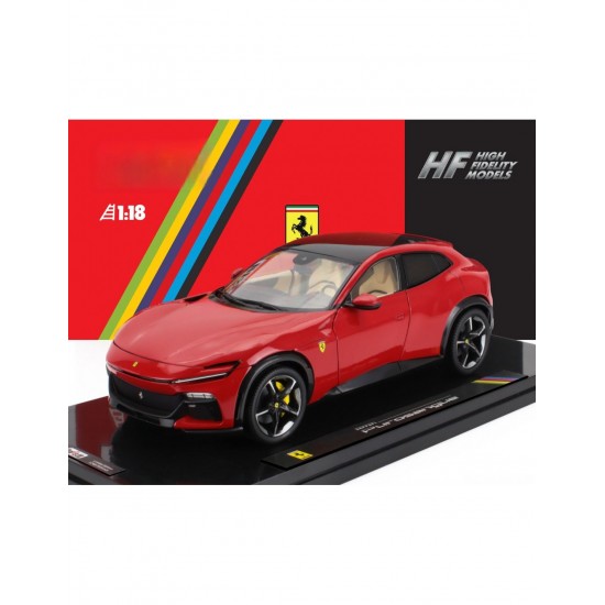 Polistil 1/18 Ferrari Purosangue 2022 Rosso Corsa with cream interior z vitrino