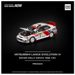 Pop Race 1/64 Mitsubishi Lancer Evolution IV, #1 Safari Rally Kenya 1998, white/red