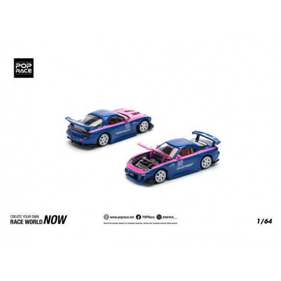 Pop Race 1/64 Mazda RX7 Re-Amemiya, blue/pink