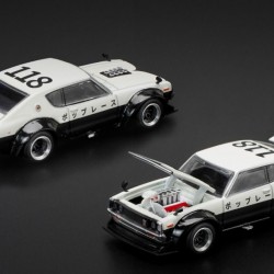 Pop Race 1/64 Nissan Skyline GT-R V8 Drift KPGC110 Kenmeri *NPA Style*, black/white