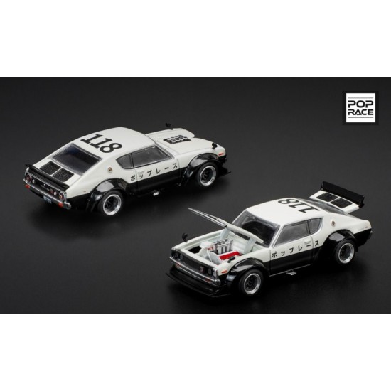 Pop Race 1/64 Nissan Skyline GT-R V8 Drift KPGC110 Kenmeri *NPA Style*, black/white