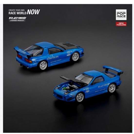 Pop Race 1/64 Mazda RX-7 (FC3S) RE-AMEMIYA, blue