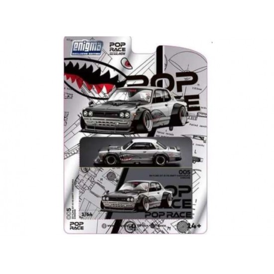 Pop Race 1/64 Nissan Skyline GT-R V8 Drift *Hakosuka*, metallic silver