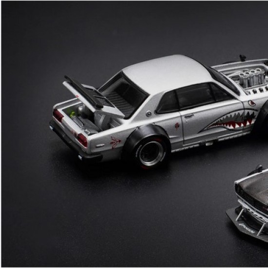 Pop Race 1/64 Nissan Skyline GT-R V8 Drift *Hakosuka*, metallic silver