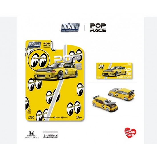 Pop Race 1/64 Pandem Civic EG6 v1.5 *MOONEYES*, yellow/black