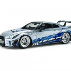 Solido 1/43 Nissan GT-R (R35) Liberty Walk Silhouette 2020 silver and blue stripes