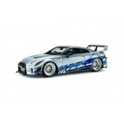 Solido 1/43 Nissan GT-R (R35) Liberty Walk Silhouette 2020 silver and blue stripes