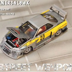 Street Weapon 1/64 Nissan ER34 Zamac #23, silver/yellow