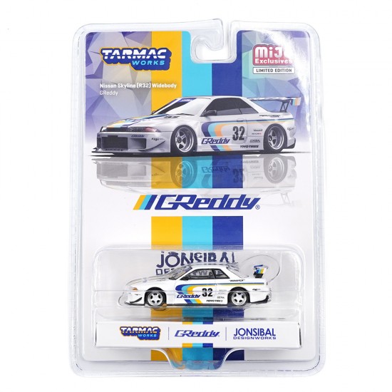 Tarmac 1/64 Nissan Skyline GT-R R32 Widebody Jonsibal Designworks Greddy Limited, white
