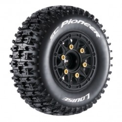 Louise Pioneer 1/10 Short Course Tires 12/14/17mm Hex - 2 gumi na črnih platiščih