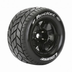Louise ST-Rocket 1/8 Stadium Truck Tires 17mm hex - 2 gumi na črnih platiščih