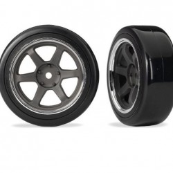 Traxxas 1.9" Gray 6-Spoke Front Wheels & Hard Drift Tires (2)