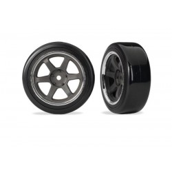 Traxxas 1.9" Gray 6-Spoke Front Wheels & Hard Drift Tires (2)